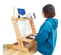Rehausse de bureau réglable en bambou, hauteur réglable sur 6 positions, 26x18,1x18,9 pouces
