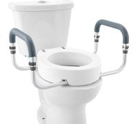 VEVOR Rehausseur de Toilette Ronde Standard 88,9 mm Haut, Siège de Toilette Surélevé Charge 136 kg, Main Courante en Alu, Rembourrage en EVA, pour Personnes Âgées, Handicapés, Patients, Enceintes