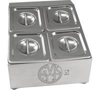 Rehausse GN pour 4 récipients Gastronorm 1/6, y compris récipients GN 1/6 avec couvercle