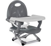 Rehausseur Chaise Bébé Pour Enfants De 6 Mois À 3 Ans (15 Kg), Chaise Haute Portable, Réglable, Avec Fermeture Compacte Et Plateau Amovible - Dark Grey Gris