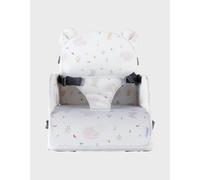 Noukies Rehausseur nomade Rose/Blanc 9m‑3a, dossier & coussin, pliable, harnais, imperméable