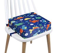 Rehausseur Chaise Enfant Coussin, en Toile de Coton Lavable avec 2 Sangles, Boucle de Sécurité, Motif de Dessin Animé Pour Enfant (Dinosaure-Bleu)