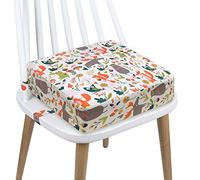 Rehausseur Chaise Enfant Coussin, en Toile de Coton Lavable avec 2 Sangles, Boucle de Sécurité, Motif de Dessin Animé Pour Enfant (Animaux-Blancs)