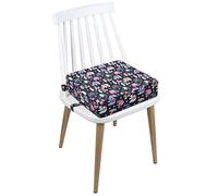 Rehausseur Chaise Enfant Coussin, en Toile de Coton Lavable avec 2 Sangles, Boucle de Sécurité, Motif de Dessin Animé Pour Enfant(Éléphant rose) 111