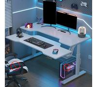 Rehausseur de bureau debout réglable en hauteur avec large plateau pour clavier et boutons de mémoire pour la maison et le bureau (gris 119,4 cm)