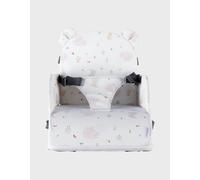 Noukies Rehausseur nomade Rose/Blanc 9m‑3a, dossier & coussin, pliable, harnais, imperméable