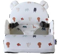 NOUKIE'S - Rehausseur Safari Bébé de 9 mois à 3 ans Chaise Enfant avec Dossier et Coussin- Léger, Pliable et Nomade - Harnais, Sécurité - Imperméable, Déhoussable et Lavable - Max 13 kg - Idéal