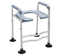 Réhausseur de Siège de Toilette avec Accoudoirs, Siège Élevateur Réglable pour Personnes Âgées, Siège Réhaussé Confortable et Rembourré jusqu’à 140 kg (Coussin de siège standard)