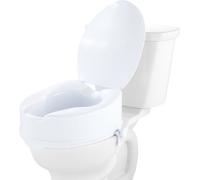 Réhausseur de siège de toilette - Réhausseur de toilette universel 15 cm - Capacité de charge 136 kg - Verrouillage par tige filetée - Avec siège de toilette - Pour personnes âgées, personnes handicap