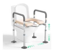Rehausseur De Toilettes Adulte, Rehausseur WC Adulte pour les seniors, Chaise Percée, Cadres et barres de sécurité pour les personnes âgées et handicapées