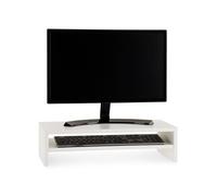 Réhausseur d’écran bureau CONNECT avec 1 étagère, en bois - Blanc Blanc