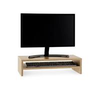 Réhausseur d’écran CONNECT en bois coloris chêne sonoma avec 1 étagère 52 x 26 cm, support pratique pour ordinateur portable et bureau à domicile, accessoires de bureau avec rangement compact moderne