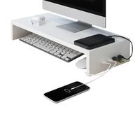 Rehausseur d'écran de bureau - Booster de bureau réglable avec 4 ports USB - Support surélevé pour écran d'ordinateur, ordinateur portable, imprimante avec espace de rangement supplémentaire - Bureau