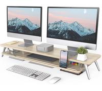 Réhausseur D'Écran D'Ordinateur 108 Cm - 2 Niveaux Grand Moniteur Stand En Bois - Support D'Ordinateur,Moniteurs,Tv,Pc,Imprimante - Charge De 50Kg (Chêne)[ZHB1404]