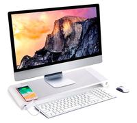 Rehausseur d'écran en aluminium - LEVYS - Antidérapant - 4 ports USB - Puissance 22 W - Dimensions 55x16 8x5 cm