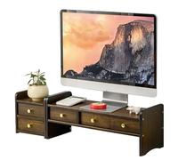 Rehausseur d'écran en Bambou Ergonomique pour PC & Ordinateur Portable - Support de Bureau avec tiroirs et étagères, Organiseur en Bois Naturel pour Gaming, Home Office et Poste de Travail(Brown)