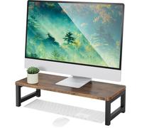 Réhausseur d'écran en bois - LEVYS - Dimensions 55x23x14 cm - Cadre en métal robuste - Capacité de charge 10 kg