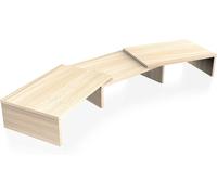 Réhausseur D'Écran En Bois,Support De Moniteur Réglable,Support D'Ordinateur Portable,Pc,Tv,Imprimante - Pour 2 Moniteurs,92,5-108X23,5X10,2Cm,Couleur Chêne[ORD621992]