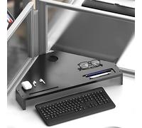 Rehausseur Ecran PC Bureau Triangle Bois Massif Support de Moniteur de Bureau, Économiser de L'espace Étagères Faisantes Le Coin D'ordinateur Portable, Supports D'Ordinateur pour Salle de RéUnion(Blac