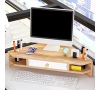 Rehausseur Ecran Support de Moniteur Triangulaire, Étagère D'angle en bois avec Tiroir et Porte-stylo, Support D'ordinateur de Bureau pour Économiser de L'espace, Élévateur D'angle ( Color : Brown )