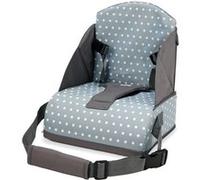 Asalvo Chaise haute de voyage portable pour bébé, siège relevable, pliable, harnais de sécurité, poche intégrée, dossier 25 cm, de 6 mois à 15 kg, étoiles grises