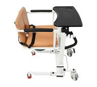 Rehausseur hydraulique pour patients avec plateau de table, siège divisé à 180 degrés, hauteur réglable 44-64 cm, charge maximale 100 kg, 4 roulettes de frein 56 x 80 cm, acier PU, gris