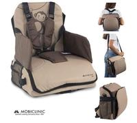 Réhausseur pour enfants Mobiclinic Monkey Portable pliable Siège de table Chaise nomade Bébé Jusqu'à 15kg Harnais réglable Beige
