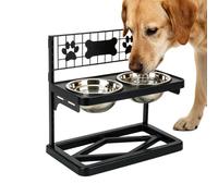 Rehausseur surélevé pour grands chiens - Base antidérapante avec support de nourriture sèche et humide - Support de nourriture pour chien avec gamelles en acier inoxydable - Pour cuisine, salon