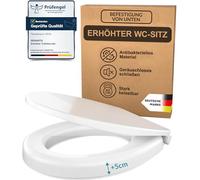 Rehausseur wc adulte en duroplast - Abattant de toilette surélevé 5 cm avec fermeture ralentie, améliore la sécurité aux WC, confortable, capacité 175 kg (fixation par le bas)