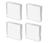 Rehausseurs de présentation en blocs acryliques - 4 pièces bases de support de vitrine transparentes, cubes carrés en acrylique solide de 7,5 cm, 2,98 x 2,98 x 0,9 pouces pour bijoux, bagues, bracelet