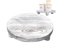 Rehausseurs en Bois pour La Décoration - Plateau Rond Rustique en Bois pour Présentation De Table De Ferme, Plateau Rond en Bois avec Pieds pour Dessert, Bougie, Gâteau, Plan-Te
