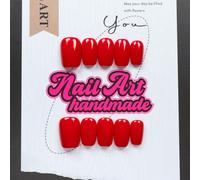 Rehaussez votre tempérament avec 10 patchs d'ongles carrés faits à la main, des ongles moulés en acrylique, une décoration d'ongles à la mode, un style court, une manucure carrée, une décoration d'ong