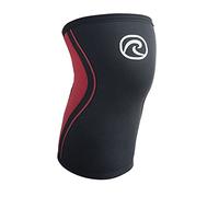 Rehband Bandage de genou en néoprène de 3 mm pour la course et le fitness, stabilise et réchauffe les muscles, soutient les articulations, Couleur:Noir/Rouge, Taille:M