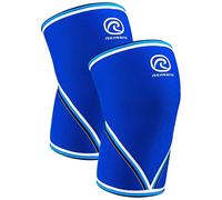 Rehband Classic V-Knee-Sleeve 7 mm pour l'haltérophilie, genouillère de powerlifting grade compétition, manchon de compression pour CrossFit, squats et gym, Couleur:Bleu - 1 Paire, Taille:L