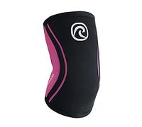 Rehband coudière en SBR/néoprène 5 mm, manchon de coude pour sports de force, design anatomique, antidérapant et ajustement serré pour femmes et hommes, Couleur:Noir/Rose, Taille:XS