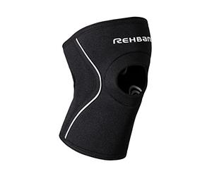 Rehband genouillère patellaire en néoprène 5 mm, genouillère de maintien avec ouverture rotulienne, protection du genou pour musculation, jogging et fitness, Couleur:Noir, Taille:XL