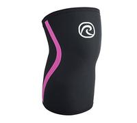 Rehband Genouillère pour Entraînement de Force & Fitness - support de genou en néoprène 7mm, Flexible & Antidérapante, Genouillère pour Hommes & Femmes, Couleur:Noir/Rose, Taille:L