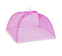 Reheyre Cloche alimentaire - Filets alimentaires pop-up - Parapluie en maille - Protection alimentaire transparente - Filet de terrasse pour l'extérieur - Réutilisable et pliable - Rose rouge - 38 cm