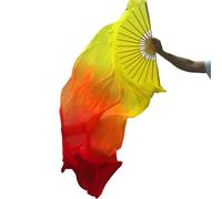 Reheyre Voile de danse orientale en soie pour femme - Long et pliable - En bambou - Multicolore - 1,2 m, jaune, S