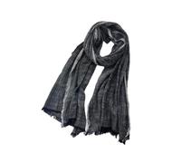 REHJJDFD Écharpe pour homme à rayures en coton et lin - Écharpes chaudes en pashmina pour homme - Courtes houppes et châles, gris noir, Taille unique