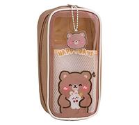 Rehmanniae Trousse À Crayons Transparente avec Pendentif Grande Capacité pour Fille Garçons, Imperméable Étui À Crayons, Portable Trousse Scolaire pour Collège Fournitures