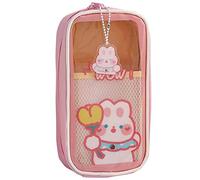 Rehmanniae Trousse À Crayons Transparente avec Pendentif Grande Capacité pour Fille Garçons, Imperméable Étui À Crayons, Portable Trousse Scolaire pour Collège Fournitures