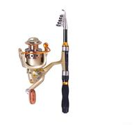 Rehoetom Canne à pêche télescopique avec moulinet pour combiné, mini bâton de pêche portable en fibre de carbone pour voyage et rangement compact, bobine en aluminium léger, rapport de vitesse 5.2:1