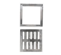 Rehoetom Grille de vidange carrée d'extérieur en acier inoxydable avec cadre, antirouille, robuste, pour allée, école, zones résidentielles (150 x 150 x 20 x 2 mm)