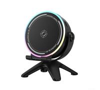 Rehoetom Haut-parleur sans fil à induction avec lumière RVB vive et rotation réglable à 180° - Son surround HD, batterie 1200 mAh pour une utilisation mobile (noir)