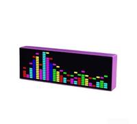 Rehoetom Indicateur de spectre audio avec fonction horloge musicale LED, lumières RVB activées par la voix, panneau 384 LED alimenté par USB 5 V, pour bureau ou haut-parleur (violet)