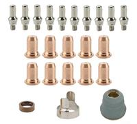 Rehoetom Kit de consommables pour torche plasma CUT60 - Embout d'électrode avec options de 0,9 mm et 1,1 mm, capuchon de bouclier, tourbillon pour anneau, guide, compatible avec (kit de 23 pièces de