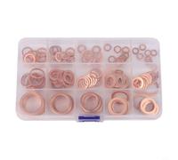 Rehoetom Lot de 150 joints plats en cuivre pour joint d'anneau avec boîte pour carter de carter, matériau en cuivre violet, haute résistance à la chaleur et conductivité, matériel industriel