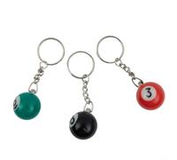 Rehoetom Lot de 16 porte-clés boule de billard en résine pour accessoires de queue, petit et portable, avec environ 25 mm de diamètre et 85 mm de longueur de chaîne