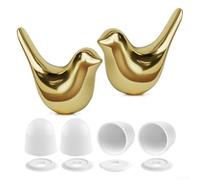 Rehoetom Lot de 2 cache-boulons de toilettes en porcelaine avec 4 couvercles - Base à vis décorative pour salle de bain - Kit de cachette en céramique - Doré, blanc, noir, argent (doré)